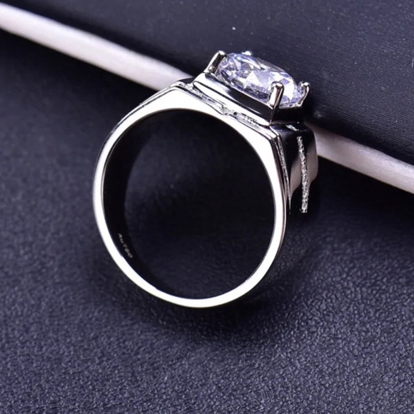 🔥925 Silver 2CT Brilliant Cut Round Moissanite Diamond men Ring Size 10.5 - Picture 3 of 8